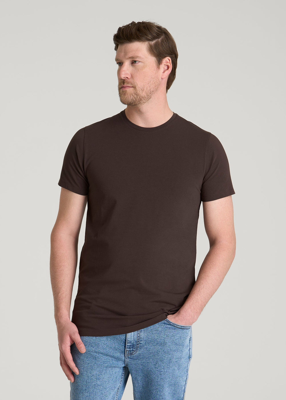 American Tall Discount | The Essential Modern Fit Crewneck Tee for Tall Men in Espresso