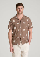 American Tall Online Shop | Coastal Perforated Button shirt for Tall Men in Warm Brown Floral