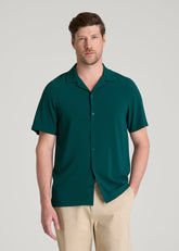 American Tall Sale | Coastal Perforated Button shirt for Tall Men in Deep Teal