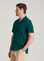 American Tall Sale | Coastal Perforated Button shirt for Tall Men in Deep Teal