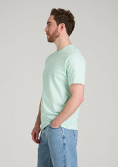 American Tall Discount | Core Cotton Crewneck Tee for Tall Men in Opal Blue