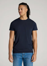 American Tall Sale | Modern Fit Garment Dyed Cotton T-Shirt for Tall Men in Evening Blue