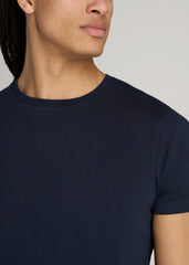 American Tall Sale | Modern Fit Garment Dyed Cotton T-Shirt for Tall Men in Evening Blue