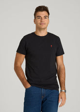 American Tall Online Shop | MODERN-FIT Embroidered Logo Crewneck T-Shirt for Tall Men in Black