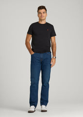 American Tall Online Shop | MODERN-FIT Embroidered Logo Crewneck T-Shirt for Tall Men in Black