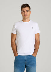 American Tall Discount | MODERN-FIT Embroidered Logo Crewneck T-Shirt for Tall Men in White