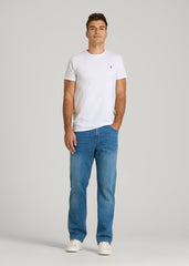 American Tall Discount | MODERN-FIT Embroidered Logo Crewneck T-Shirt for Tall Men in White