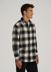 American Tall Outlet | Nelson Flannel Shirt for Tall Men in Beige Blur Plaid