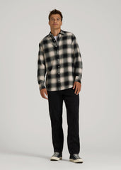American Tall Outlet | Nelson Flannel Shirt for Tall Men in Beige Blur Plaid