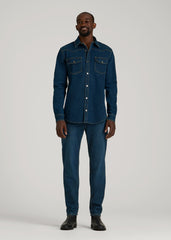 American Tall Online | Western Denim Shirt for Tall Men in Indigo Dusk