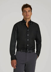 American Tall Sale | Oxford Cloth Button Down Shirt for Tall Men in Deep Black