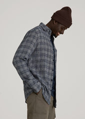 American Tall Outlet | Lightweight Woven Overshirt for Tall Men in Navy Textured Grid