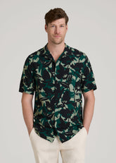 American Tall Online | Short Sleeve Resort Shirt for Tall Men in Green and Black Floral