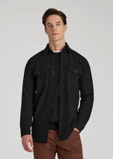 American Tall Sale | Stretch Knit Overshirt for Tall Men in Black
