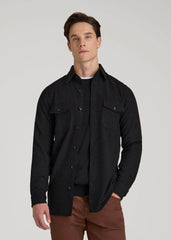 American Tall Sale | Stretch Knit Overshirt for Tall Men in Black