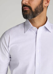 American Tall Outlet | Oskar Easy Care Dress Shirt for Tall Men in Iris Mini Check