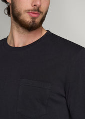 American Tall Outlet | Garment Dyed Long Sleeve Pocket Tee for Tall Men in Black