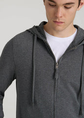 American Tall Online | Long Sleeve Full Zip Jersey Hoodie for Tall Men in Charcoal Mix