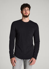 American Tall Outlet | Slub Long Sleeve Scoop Tee for Tall Men in Black