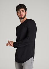 American Tall Outlet | Slub Long Sleeve Scoop Tee for Tall Men in Black
