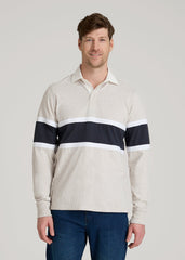American Tall Online Shop | Rugby Long Sleeve Shirt for Tall Men in Oatmeal Heather Multi