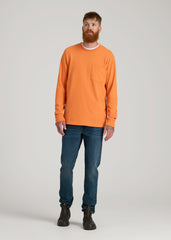 American Tall Online | LJ&S Long Sleeve Workwear Pocket Tee for Tall Men in Marmalade