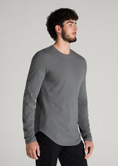 American Tall For Sale | Slub Long Sleeve Scoop Tee for Tall Men in Charcoal