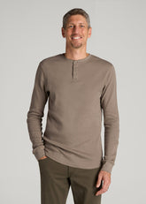 American Tall Online Shop | Double Honeycomb Thermal Long-Sleeve Henley Shirt for Tall Men in Dark Sand