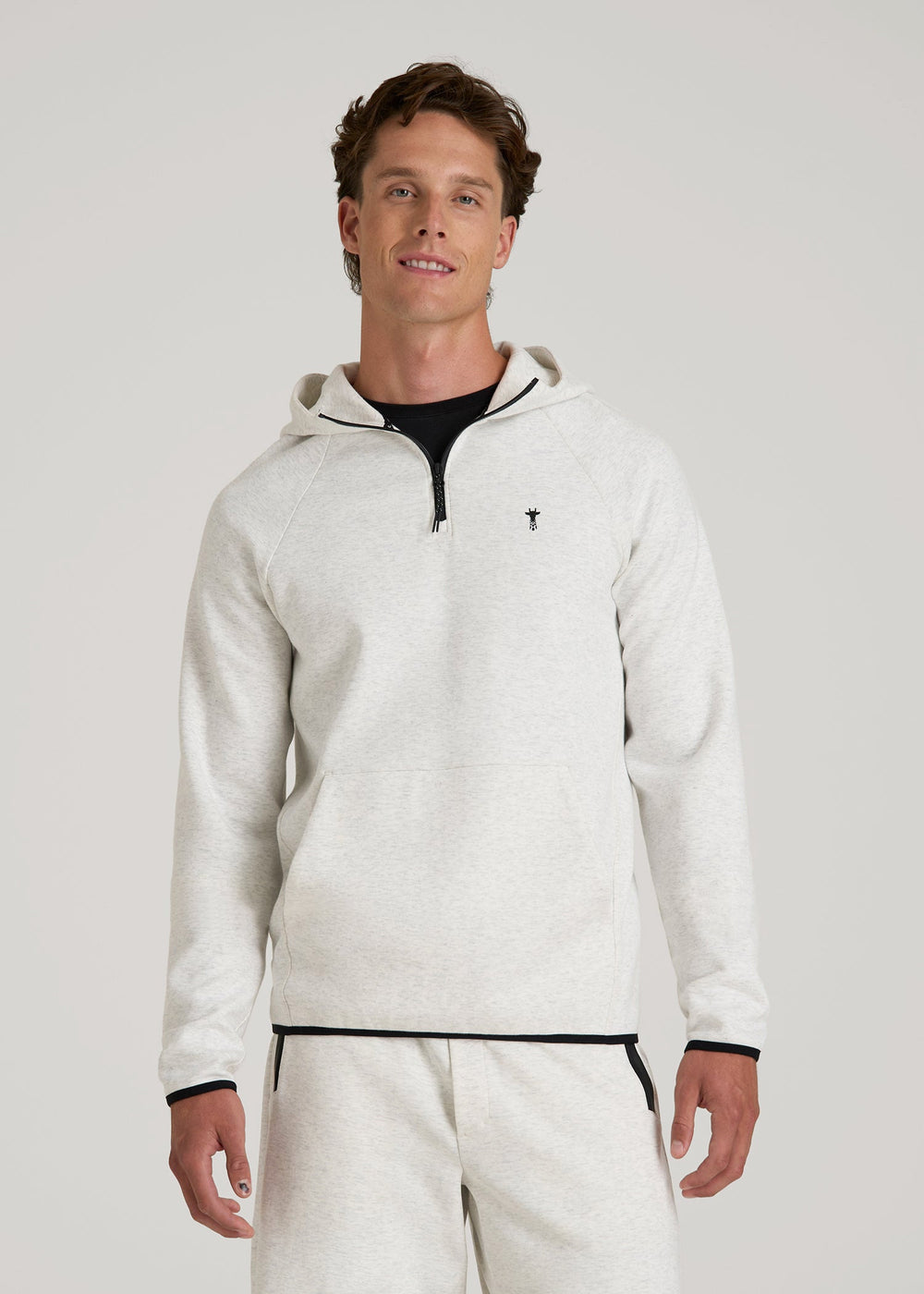 American Tall Online | Tech Motion Fleece Hooded Popover for Tall Men in Heather Frost