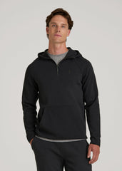 American Tall Sale | Tech Motion Fleece Hooded Popover for Tall Men in Black