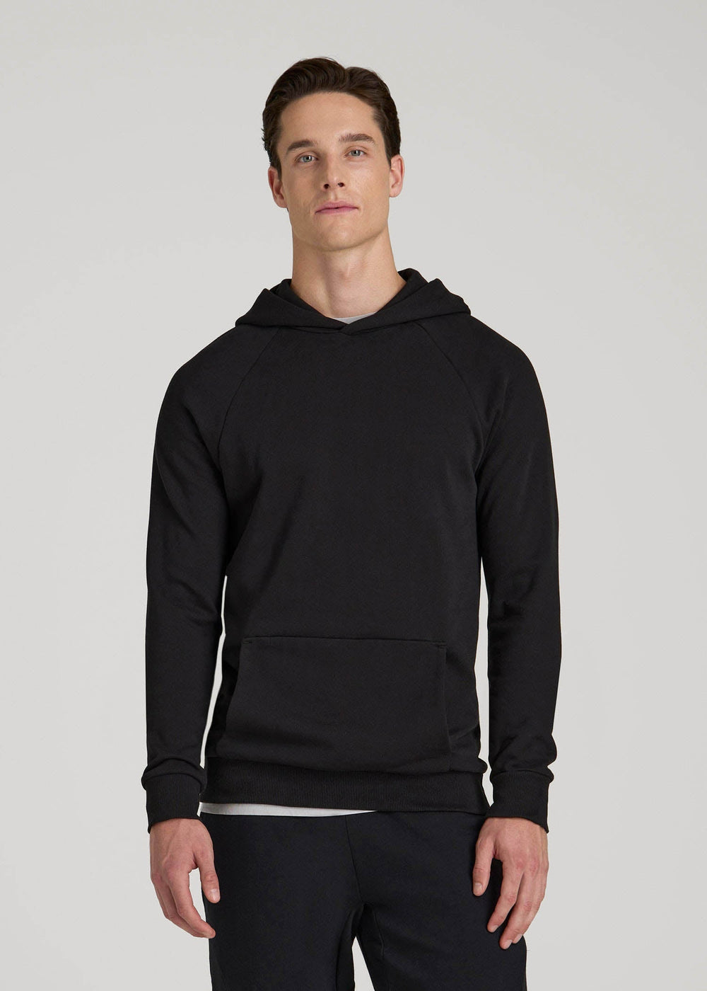 American Tall Discount | Wearever French Terry Raglan Hoodie for Tall Men in Black