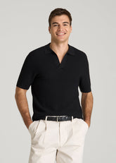 American Tall For Sale | Braided Knit Sweater Polo for Tall Men in Black