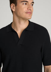 American Tall For Sale | Braided Knit Sweater Polo for Tall Men in Black