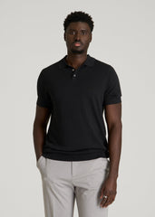 American Tall Online Shop | Linen Blend Knit Polo for Tall Men in Black