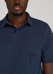 American Tall Outlet | Slub Self Collar Polo Shirt for Tall Men in Navy