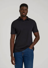 American Tall Discount | Slub Self Collar Polo Shirt for Tall Men in Black