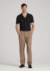 American Tall Sale | Short Sleeve Crochet Polo Cardigan for Tall Men in Black