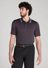 American Tall Outlet | A.T. Performance Tipped Golf Polo for Tall Men in Charcoal