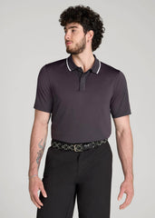 American Tall Outlet | A.T. Performance Tipped Golf Polo for Tall Men in Charcoal