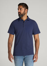 American Tall For Sale | LJ&S Ultra Soft Short Sleeve Cotton Polo for Tall Men in Vintage Midnight Navy