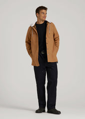 American Tall Discount | LJ&S Flannel-Lined Canvas Shirt Jacket for Tall Men in Vintage Tan