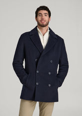 American Tall For Sale | Double-Breasted Wool Peacoat for Tall Men in Deep Navy