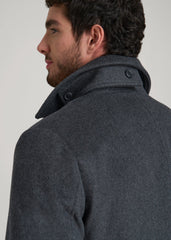 American Tall Online Shop | Double-Breasted Wool Peacoat for Tall Men in Dark Grey Mix
