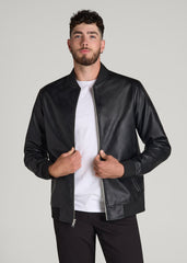 American Tall Discount | True Touch Leather Bomber Jacket for Tall Men in Black