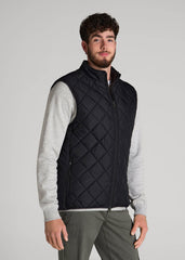 American Tall Online | Quilted Reversible Vest for Tall Men in Black & Charcoal