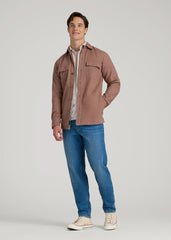 American Tall Outlet | Casual Twill Shirt Jacket for Tall Men in Nutmeg