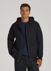 American Tall Discount | LJ&S Flannel-Lined Canvas Work Jacket for Tall Men in Black
