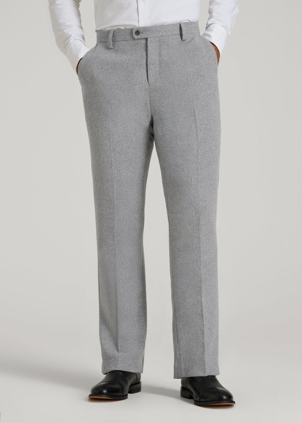 American Tall Discount | Wool Blend Dress Pants for Tall Men in Tin Grey Mix