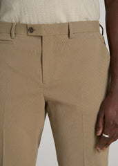 American Tall Outlet | Textured Garment Washed Stretch Cotton Suit Pants for Tall Men in Desert Khaki