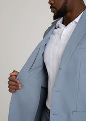 American Tall Online Shop | Textured Garment Washed Stretch Cotton Blazer for Tall Men in Chambray